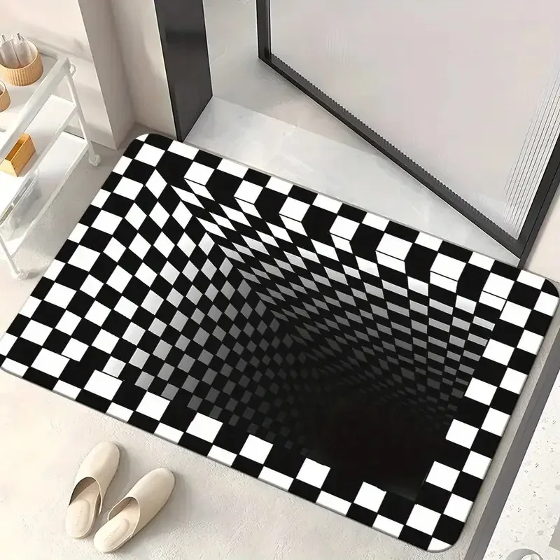 3D Optical Illusion Endless Abyss Doormat Non-Slip Door Mat Machine Washable Bathroom Bedroom Camping Yoga Durable Floor Mat
