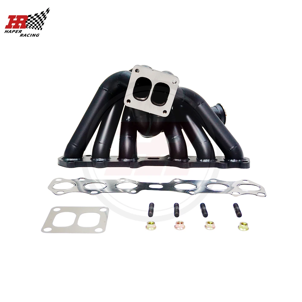 HAPER RACING Cermaic Coating SS304 3mm Steam Pipe T4 Twin Scroll Turbo Manifold For Supra JZA70 JZX90 1JZ-GTE NON VVTI 1989-1993