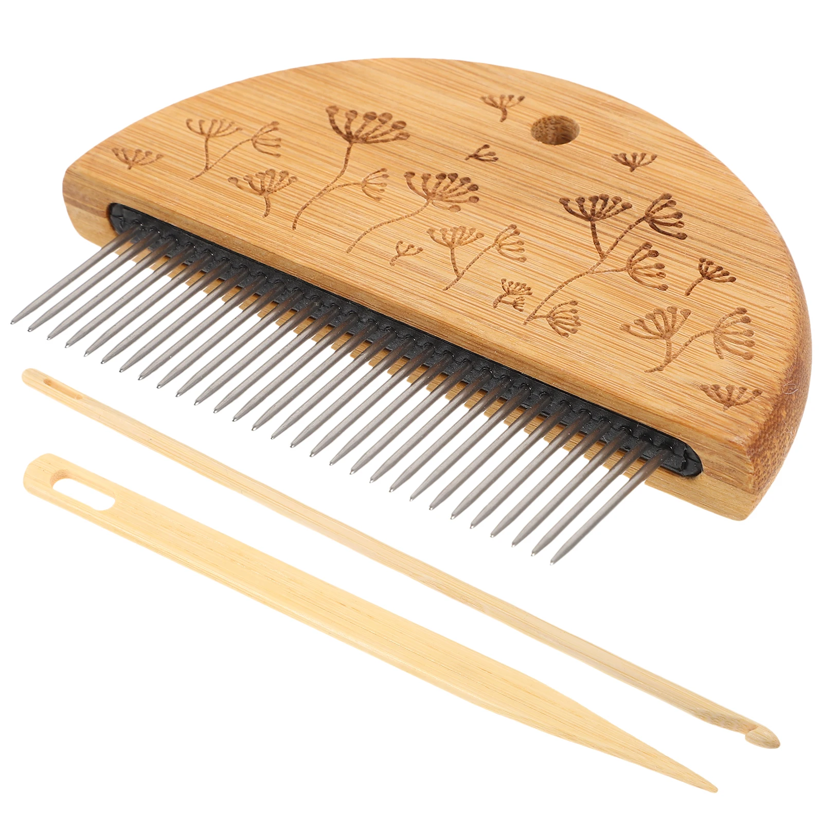 

1 set Weaving Tool Set Bamboo Steel Comb Dandelion 29Teeth Needle 14 5cm 4mm Hook Wooden Knitting Supplies Travel