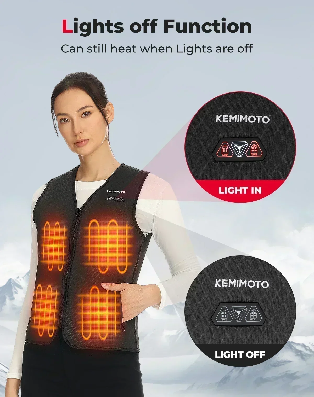 KEMIMOTO Heated Vest Women Men Winter Warmer 8 Heating Areas USB Electric Thermal Lady‘s Jacket for Outdoor Skiing Cycling