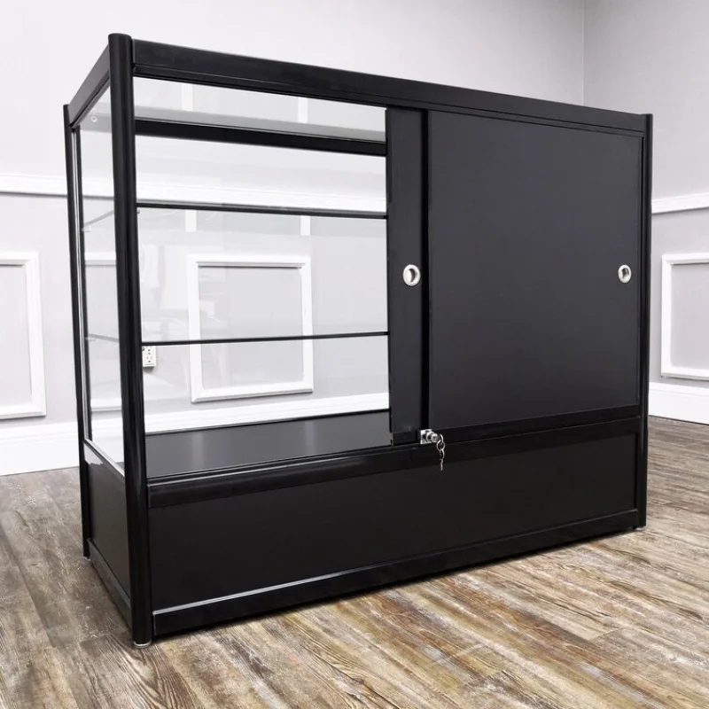 custom.Top Seller LED Glass Counter Aluminum Frame Smoke Shop Showcase Store Display Cabinet with Adjustable Shelves