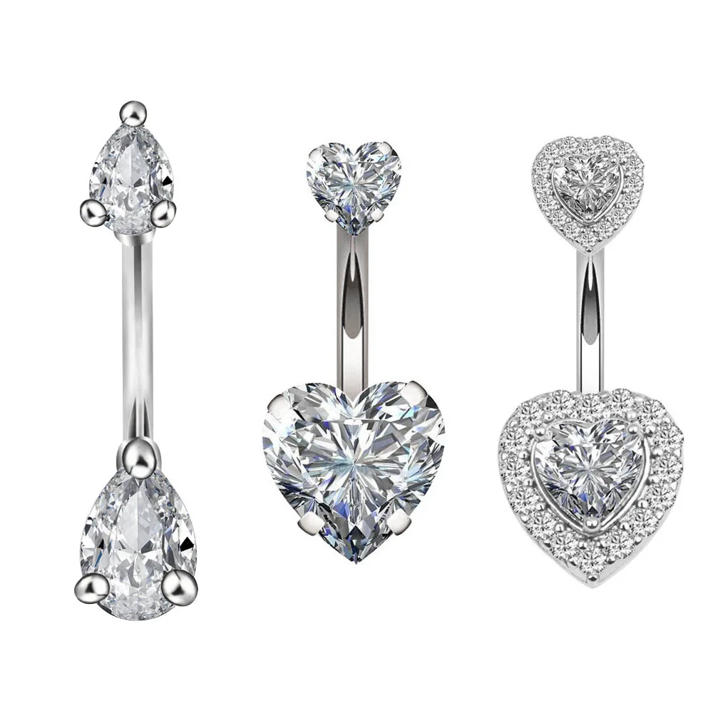 Surgical Steel Crystal Belly Button Piercing Set