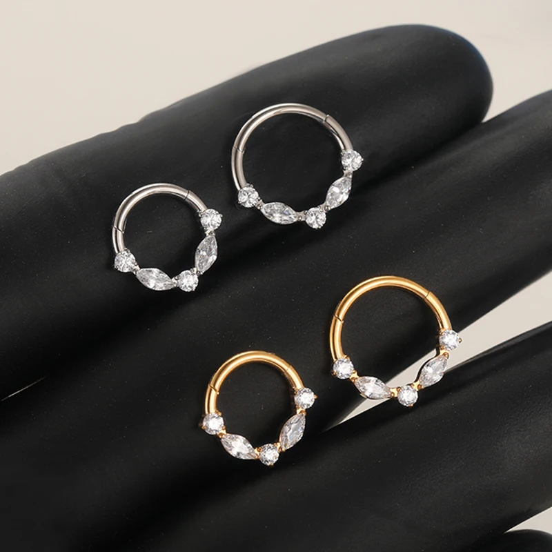 

1Pc 16G Nose Piercing Titanium Sparkling Gem Nose Ring Septum Piercing Cartilage Daith Conch Rook Earrings Helix Jewelry
