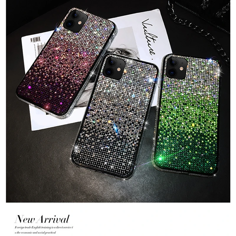 

10Pcs Shiny Bling Phone Case for IPhone 13 12 Mini 11 Pro Max 6 7 8 Plus X Xr Xs Max Stand Glitter Star Rhinestone Diamond Cover