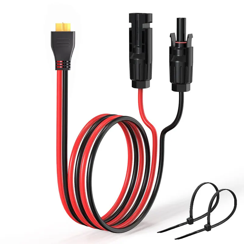 1.5m or 1m 14AWG Solar to XT60 Female Cable for Oukitel P1000E/P1500/P2001E PLUS Etc. Portable Power Station Solar Generators.