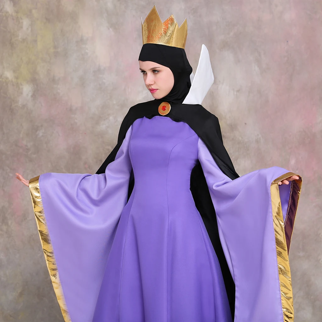 زي الملكة الشريرة التأثيري فستان أداء الدراما للبالغين زوجة الأب الملكة لعب الأدوار ملابس كرنفال الهالوين