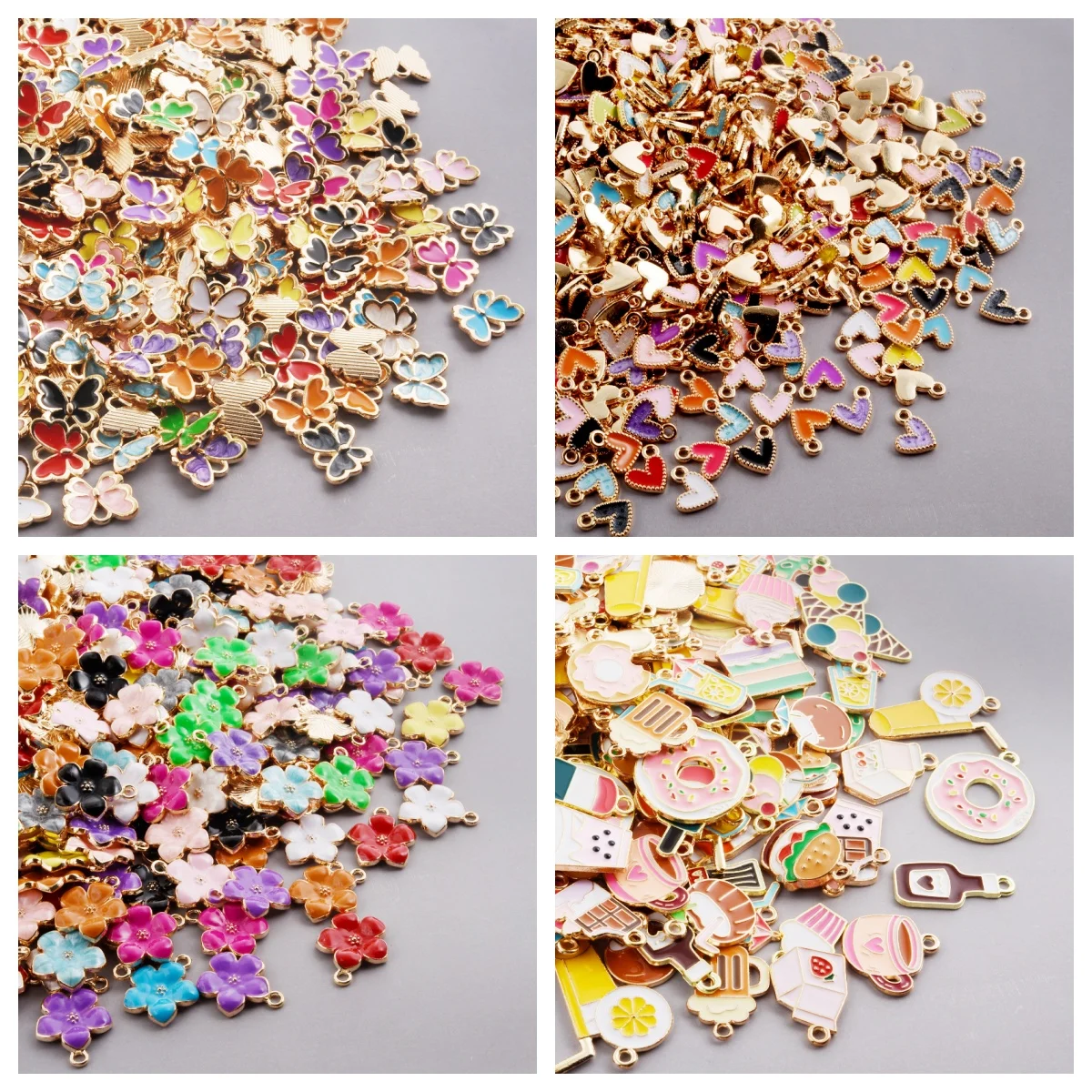10 stücke Farbe Blume Herz Trinken Schmetterling Zufällige Mix Anhänger DIY Für Charms Schmuck Machen Liefert Halskette Armband Zubehör