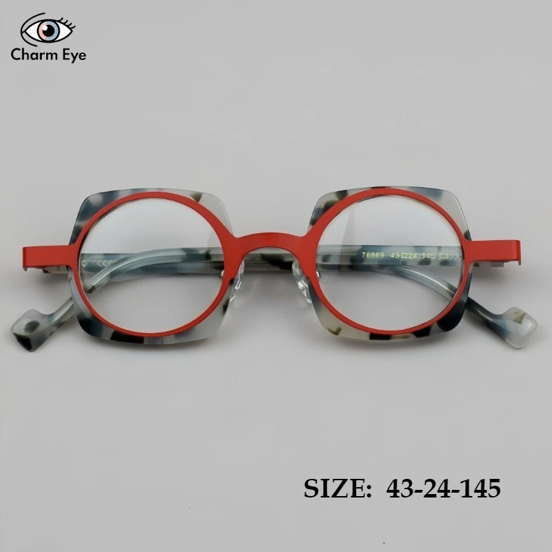 

Glasses Frame Men Square Splicing Acetate Retro Optical Eyeglass 76849 Women Myopia Anti Blue Light Computer Office Eyeglasses