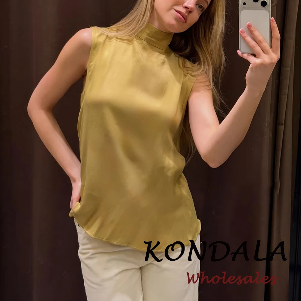 KONDALA Schickes, sexy rückenfreies Cami-Top mit Schleife für Strand- und Nachtpartys – Modische Sommer-Shirts 2026 für Damen – Elegante grüne Streetwear-Weste