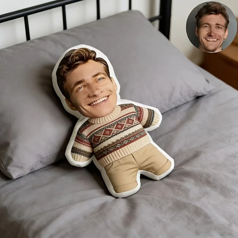 Custom Personalized Sweater Pillow - Personalized Photo Cushion, Throw Pillow, a Unique Gift for Friends, Relatives, and Family,