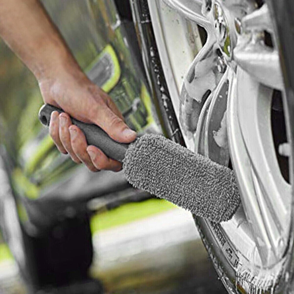 Autowasborstel Microfiber Tire Scrubber Trunk Wheel & Rim Cleaner Brush Dust Remover Detailleringsborstel Car Cleaning Tools