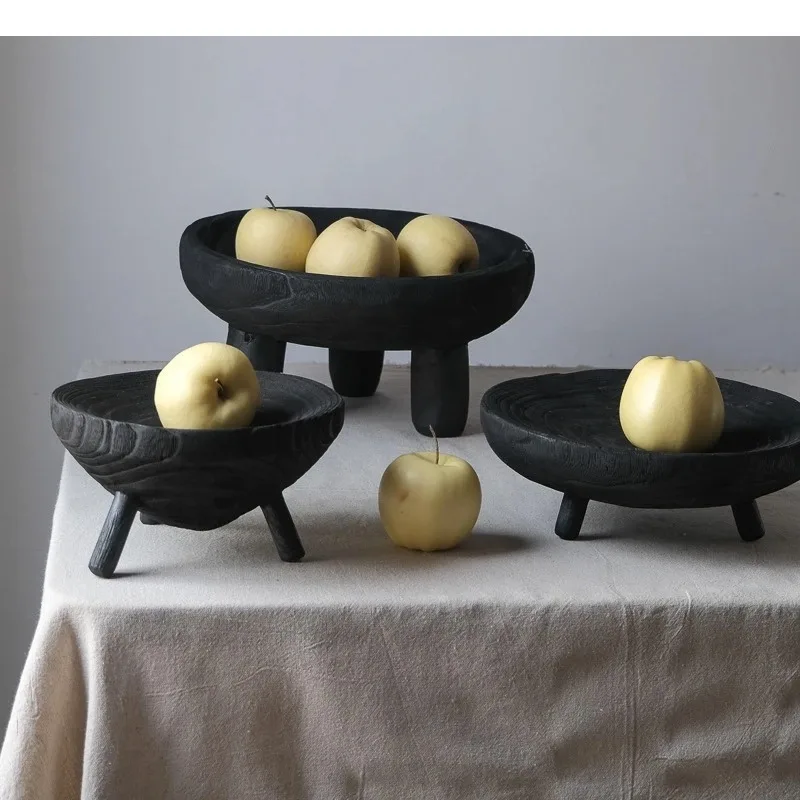 

Деревянная тарелка для фруктов и закусок, декоративная, на высокой ножке, для современного интерьера, для сервировки стола