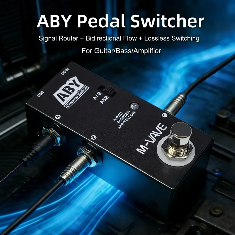 ABY Channel Switch Guitar Pedal M-VAVE A/B Signal Splitter Combiner True Bypass Single Effect for Electric Guitar Amp Switching