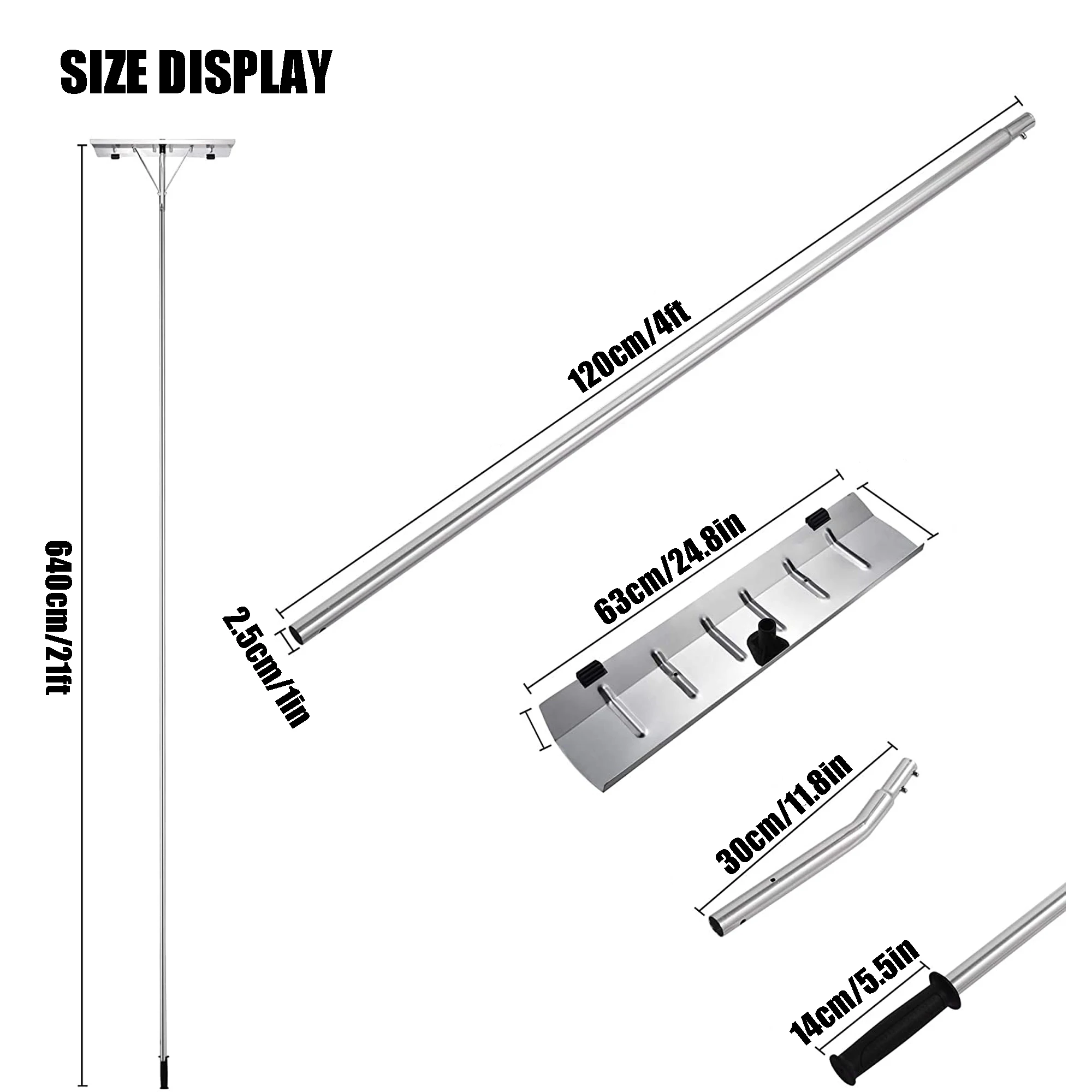 เครื่องมือกำจัดหิมะน้ำหนักเบา ที่โกยหิมะ ที่ขูดหิมะบนหลังคา พร้อมด้ามจับปรับความยาวได้