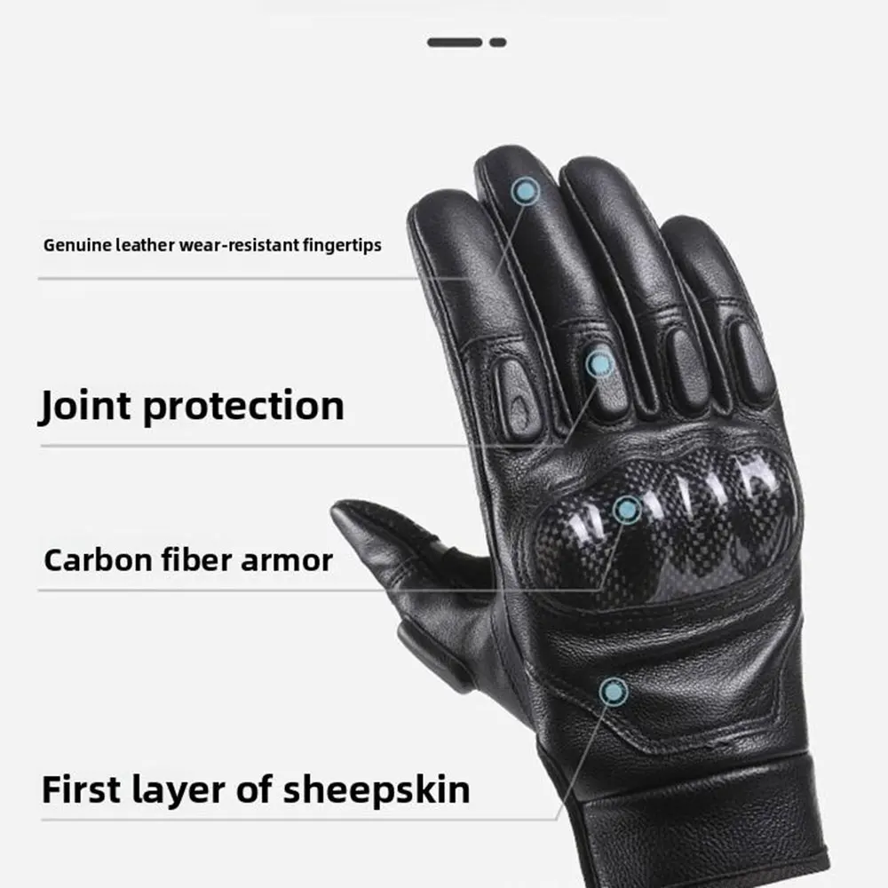 Skórzane rękawice motocyklowe Pełne palce Ekran dotykowy Guantes Moto Rękawice do jazdy motocyklem Odporne na zużycie rękawice motocrossowe