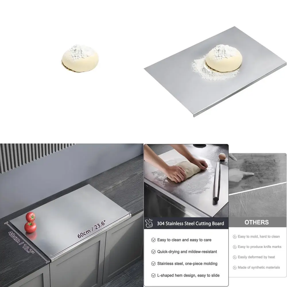 

Non-Slip Stainless Steel Chopping Board, Dishwasher Safe, Perfect for Meat, Vegetables, Fruits, Bread, 23.6 x 15.7 inches