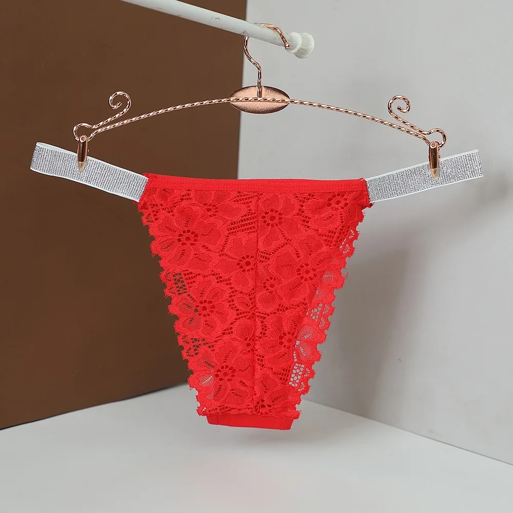 Culotte respirante en dentelle de cristal pour femme, sous-vêtement en coton transparent, string en biscuits, culotte en maille taille basse, cadeaux