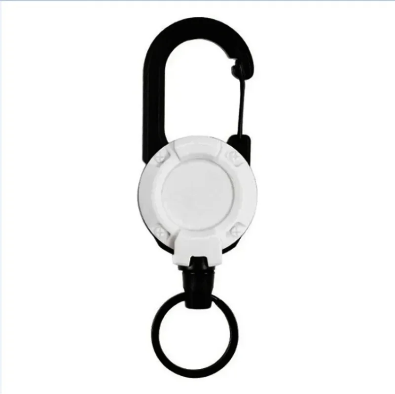 Tactical Retractable Carabiner Clip Strong Steel Wire Anti-Lost Key Ring Reel for Camping Fishing Climbing Hiking Outdoor Gear view 4