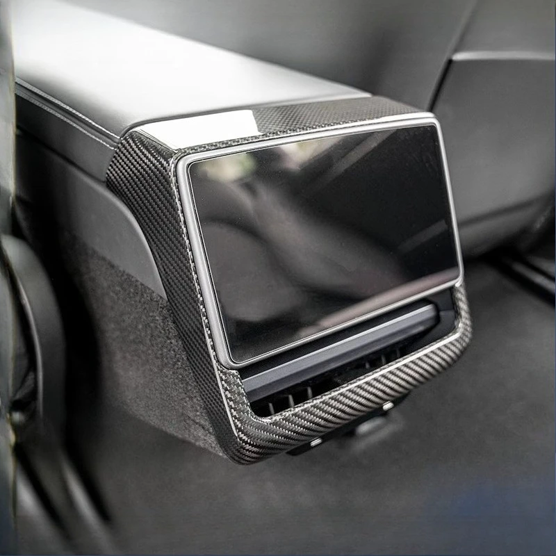 

For Tesla Model 3/Y Highland Real Dry Carbon Fiber Rear Screen Sticker Air Outlet Interior Accesorios Para Auto Car Accessories