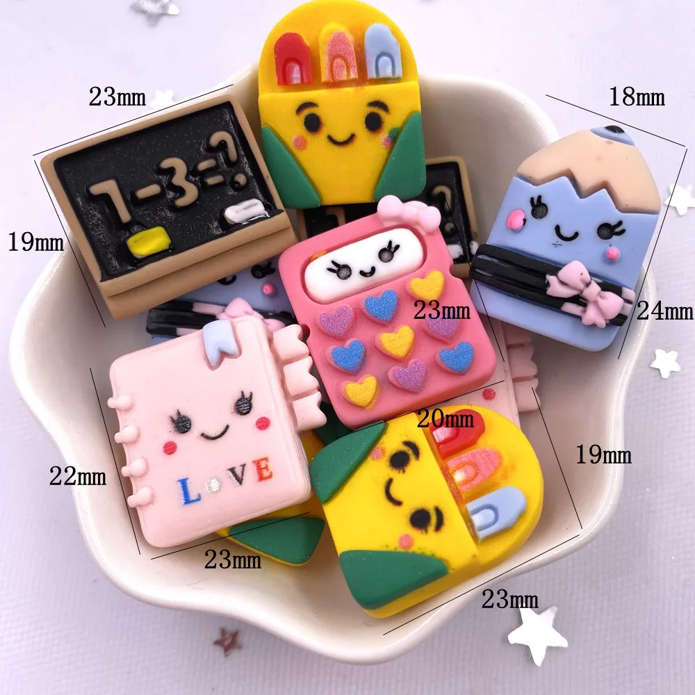 10PCS Hand Painted Resin Kawaii Colorful Learning Tools Scrapbook Flatback Stone Figurine DIY Decor Accessories Crafts M110