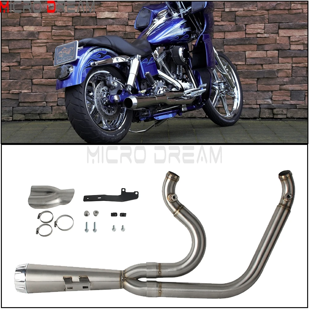 2-into-1 Lightweight Exhause Pipe Motorcycle Muffler Exhaust System For Dyna Low Rider FXDLI FXDL FXDLS Wide Glide FXDWGI FXDWG