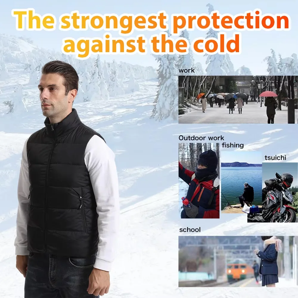 Winter Men Heated Vest USB Electric Self Heating Clothes 15 Areas Couple Style Down Vest Outdoor Warm Lightweight Heated Jacket