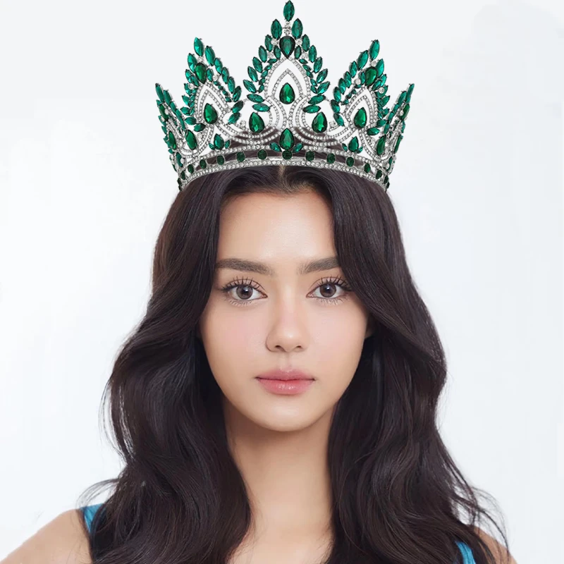 

Large Luxury High Royal Queen Rhinestone Wedding Crowns for Women Crystal Banquet Tiaras Party Costume Hair Jewelry Accessories
