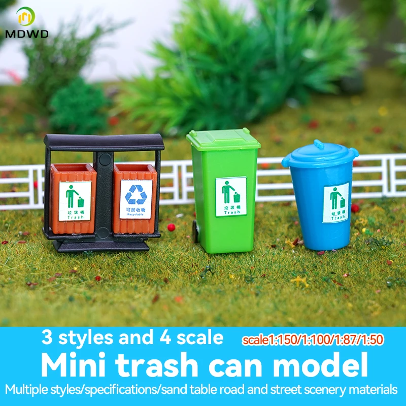 2 unids/set casa de muñecas en miniatura Mini cubo de basura cubo de basura juguete escala HO figura modelo tren paisaje accesorios Diy