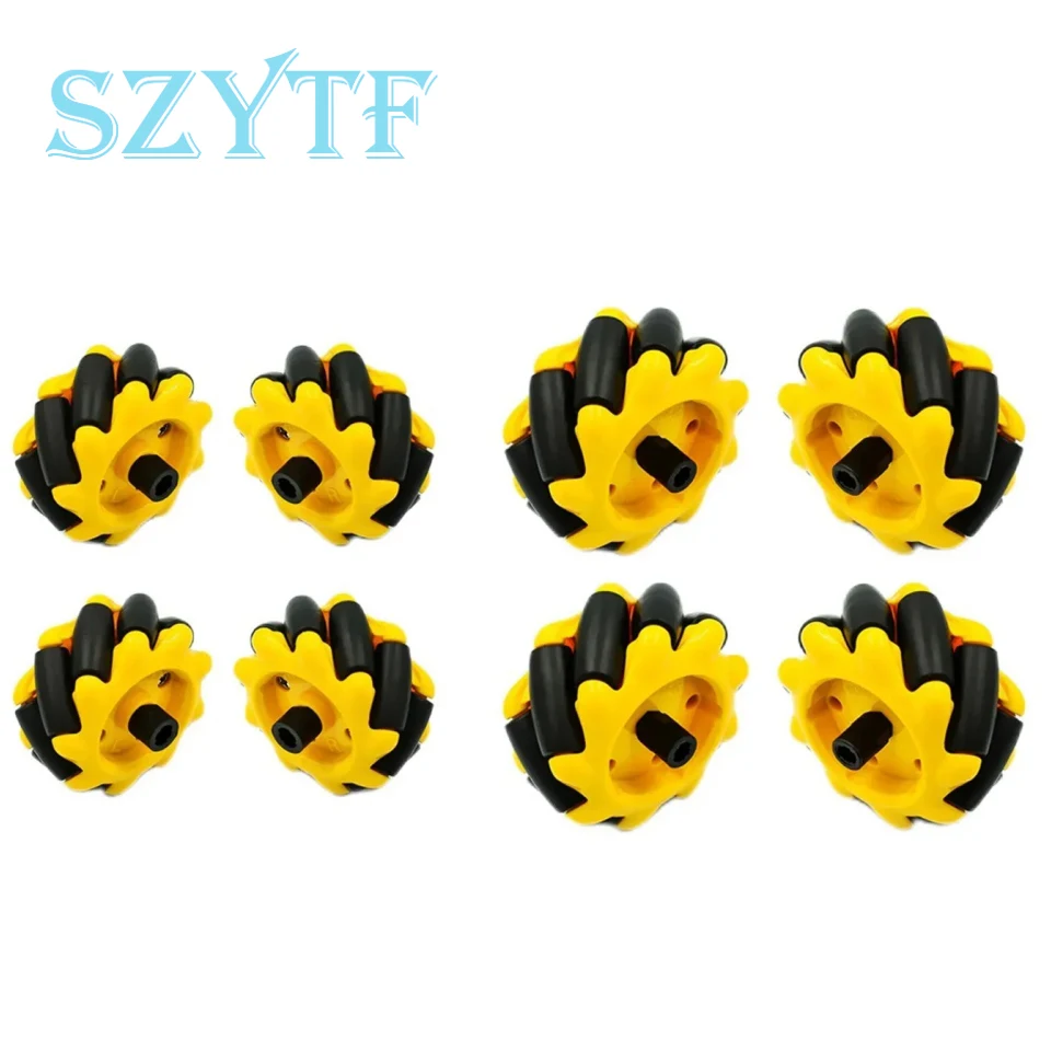 4pcs/lot 48mm 60mm 80mm 97mm High Hardness Plastic Mecanum Wheel Omni-Directional for TT Motor Smart Robot Car with 6mm hubs