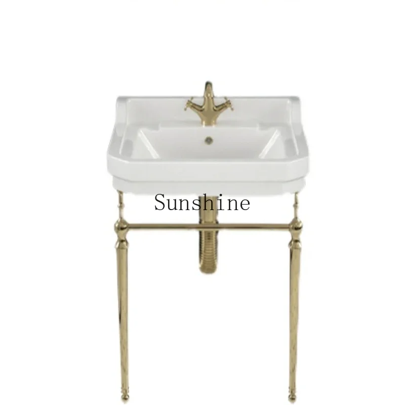 Gold European retro brass bracket bathroom floor wash basin washstand