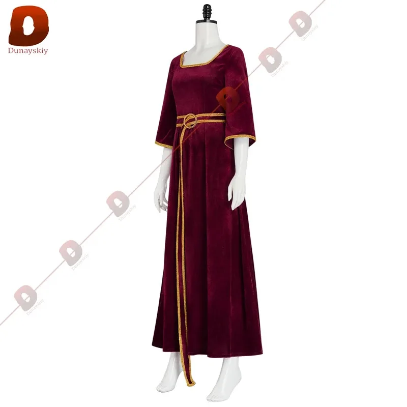 Disfraz de Cosplay de madre Gothel (XS-3XL), vestido rojo vino, vestidos de mujer, falda Lolita para Anime, traje de fiesta de Carnaval y Halloween