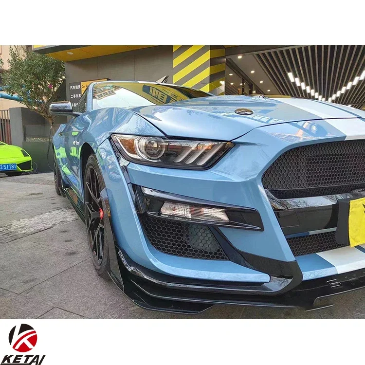 GT500 Style Shelby Auto-Stoßstangen-Bodykit, Frontstoßstangen-Lippengitter für Mustang 2015–2017