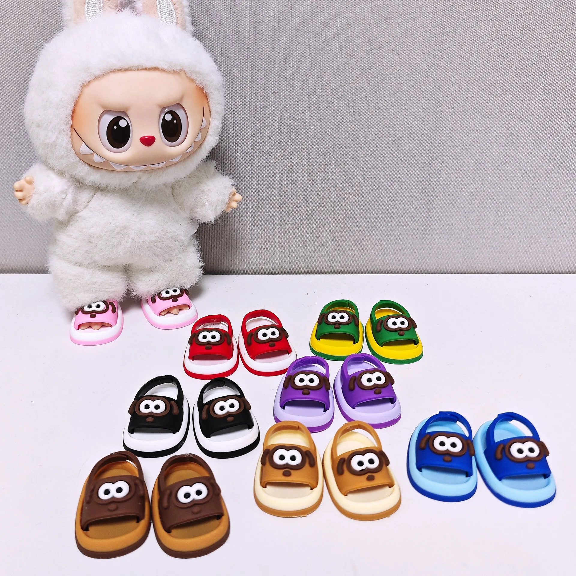 

Labubu 1st 2nd 3rd Gen Colorful Cartoon Slippers Set Cute Animal - Shaped Shoes For 15/17cm Dolls
