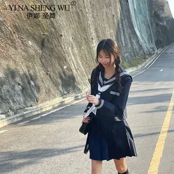 Navy Sailor Suit School Girl Uniform Japanese Korean Student Clothing Girls Cosplay JK Uniforms Suit Women College Style Suit