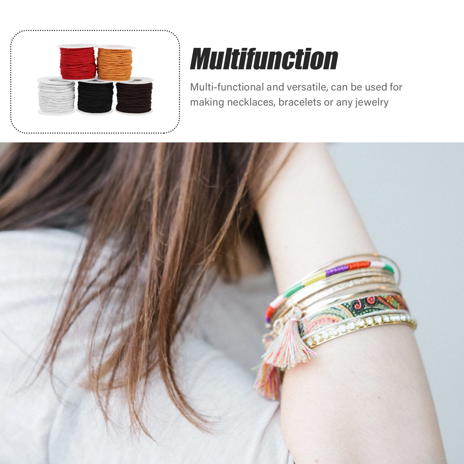 

5 Rolls Thin Elastic Rope for Jewellery Making Necklace Emulsion Jewelry Thread