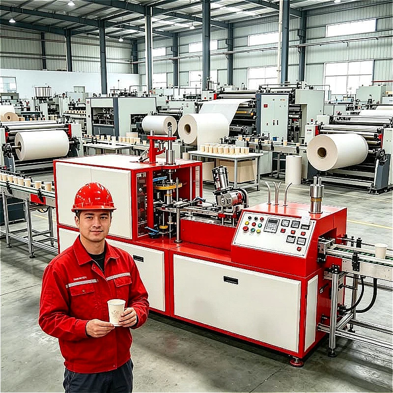 Touch Screen Paper Cup Making Machine 120pcs min PLC Servo Driven For Single PE Double PE Coated Cup Manufacturing Customized
