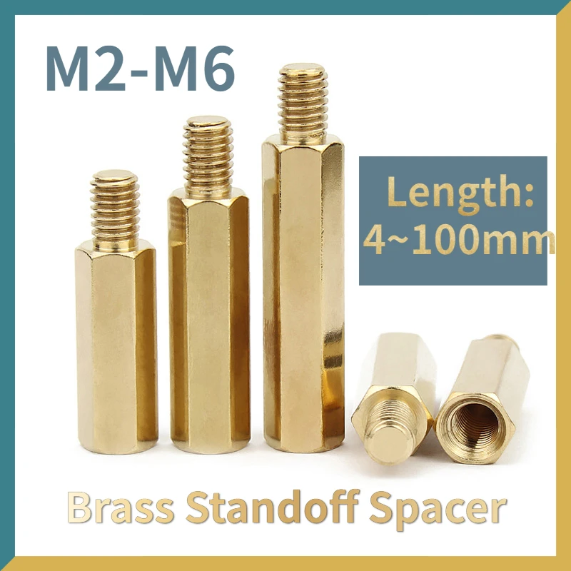 

50/ 20/ 10/ 5pcs Male to Female Brass Spacer Long Hexagonal Brass PCB Standoff Spacers M2 M2.5 M3 M4 M5 M6