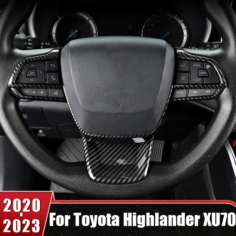 

For Toyota Highlander XU70 Kluger 2020 2021 2022 2023 Accessories ABS Car Steering Wheel Button Panel Decoration Frame Sticker