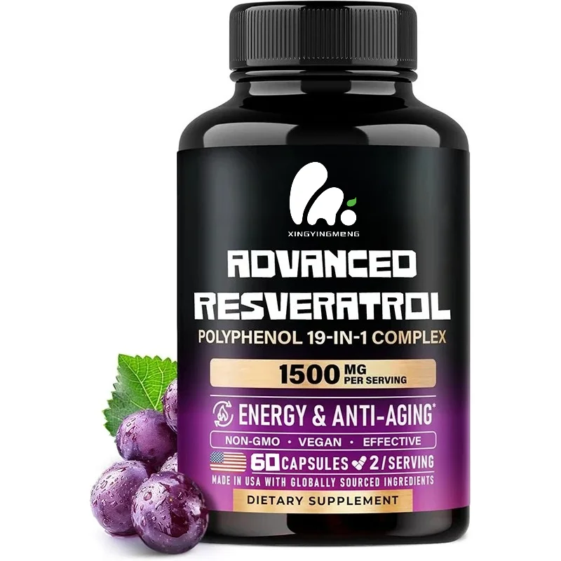 Resveratrol Supplement, 19 in 1 Polyphenol Complex, Nori Extract, Berberine,apple Cider Vinegar,heart Health Support,60capsules
