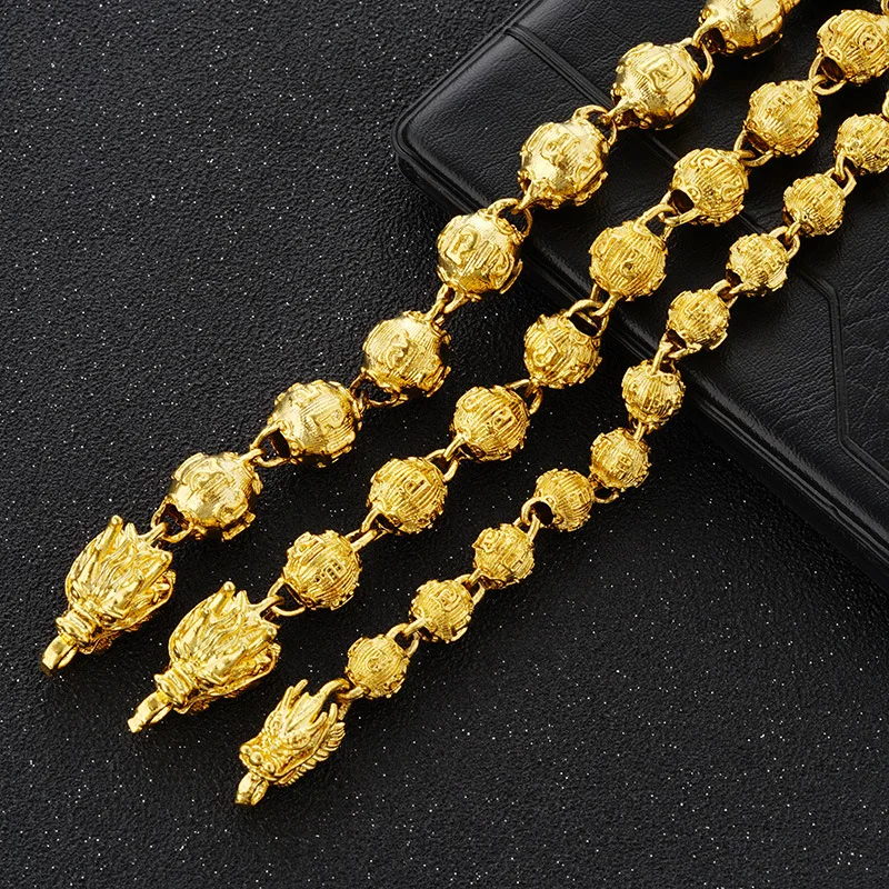 

24K Gold AU999 Six-Syllable Mantra Necklace Men - Premium pure gold, fine mantra craft, suitable for daily wear