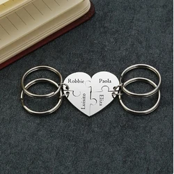Personalized puzzle keyring set of 3, 4 puzzle keyrings, family reunion gift, heart shaped keychain, Christmas gift