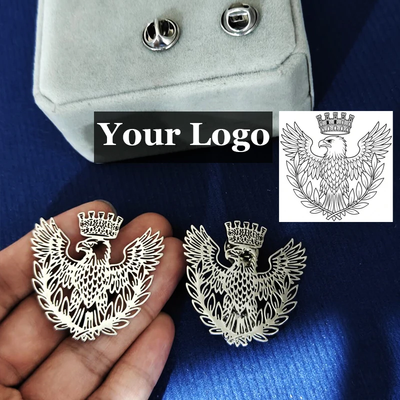Custom Logo Brooch Pin Customized Goods Sketches Design Drawings Brooches Personalized Company Logo Royal Emblem Badge Wholesale