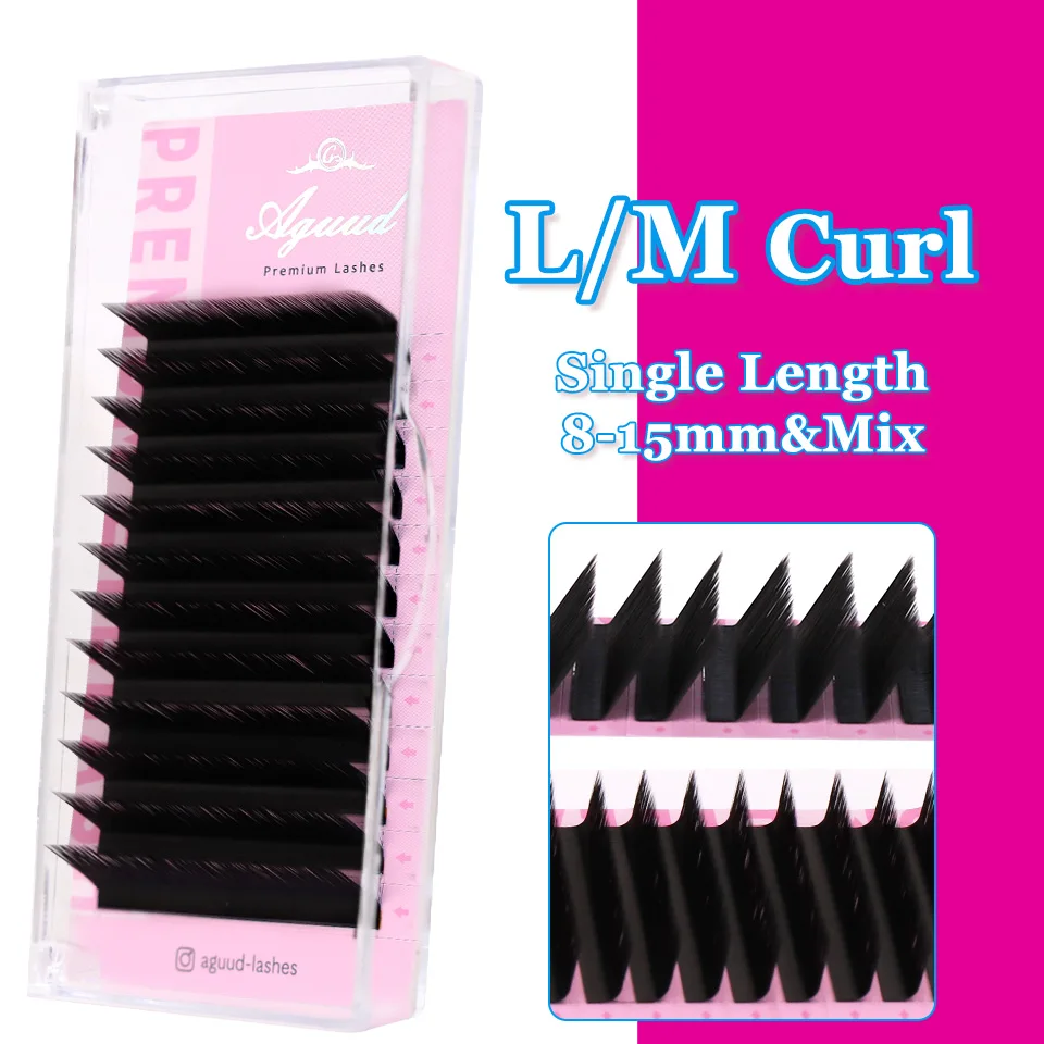 AGUUD L/M Curl 8-15mm Handgefertigte Faux-Mink Einzelwimpernverlängerung Natürliche Weiche L-förmige Falsche Wimpern Make-up Cilios – Detail 2