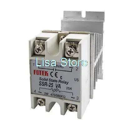 Adjustable Resistance Type Solid State Relay SSR-25VA 25A 24-380V AC w Heat Sink