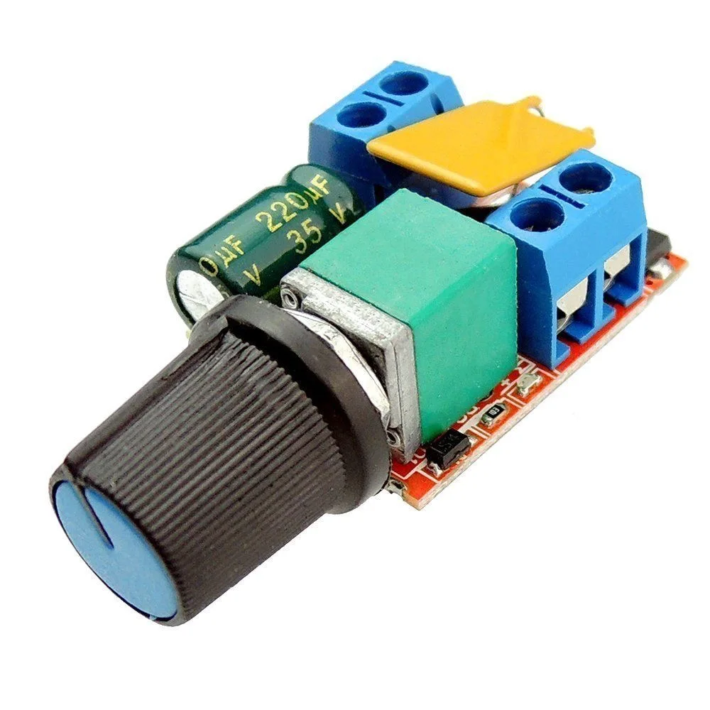 diymore Mini PWM DC Motor Speed Controller Module 3 -35V 5A Max 90W Speed Control Adjustable Potentiometer Switch LED Dimmer