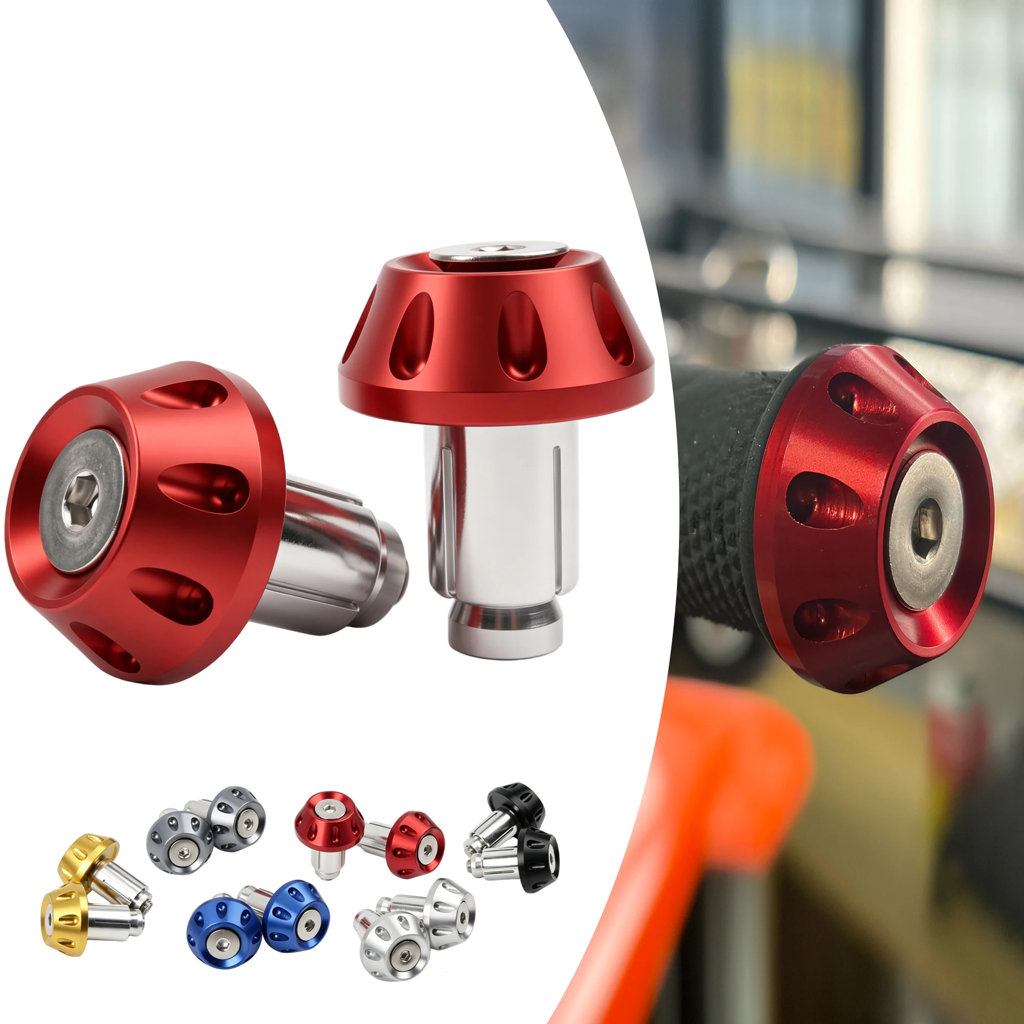Motorcycle Handlebar End Plugs Caps18MM CNC Aluminum Anti-Vibration Bar End Dirt Bike Motocross Modification Universal Parts