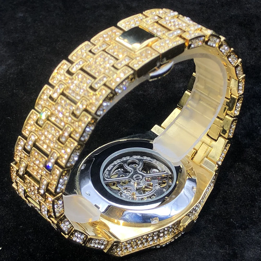 MISSFOX Automatic Mechanical Wristwatch Brand Luxury Men\'s Watches Transparent Luminous Hands Stainless Steel Watch Hot Sale