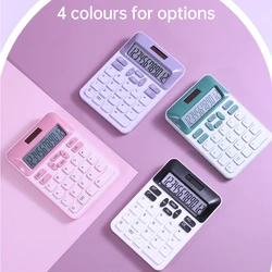 Mechanical Calculator 12 Digit Large Solar Power &LCD Display Big Button Cute Candy Colored Calculator Suit to Office School