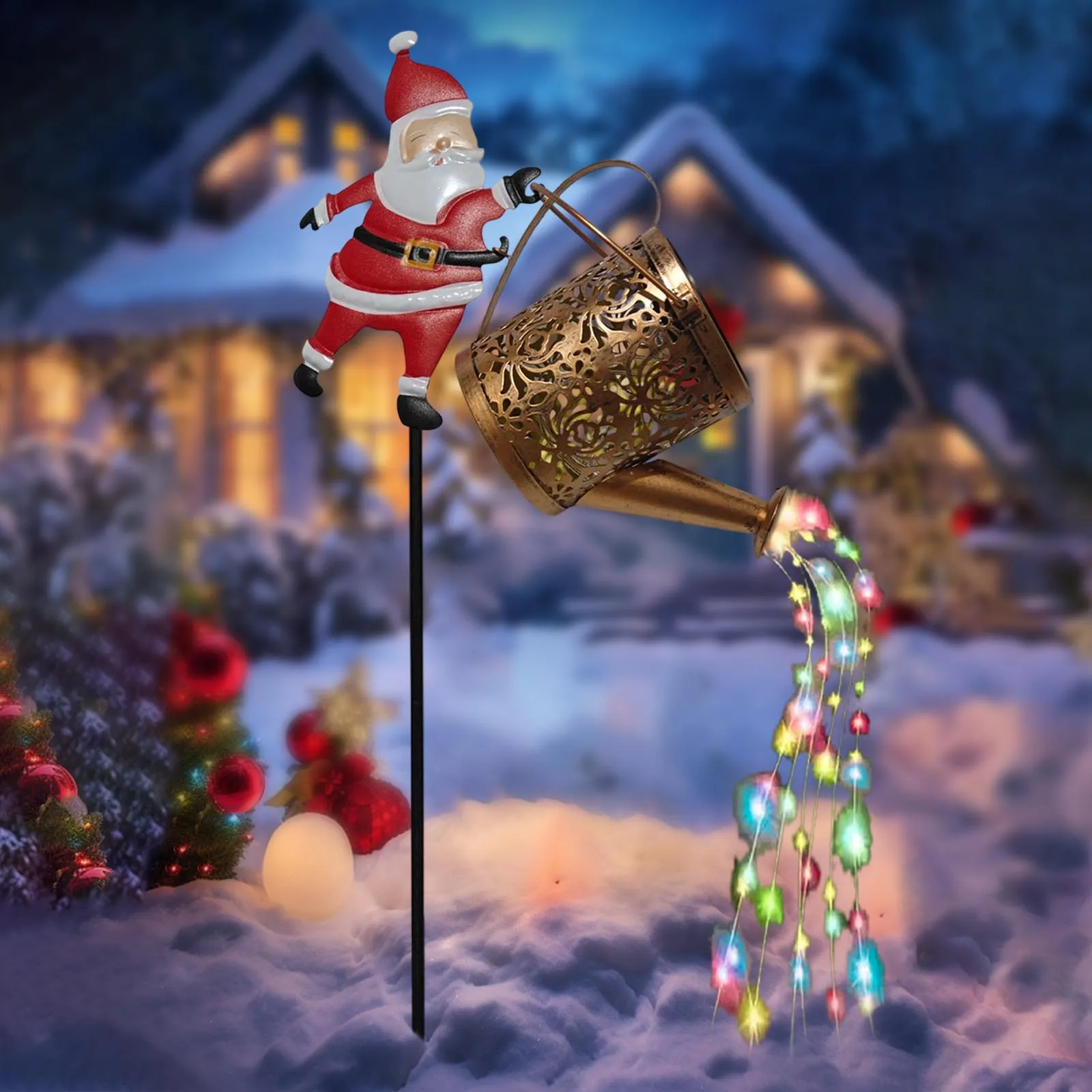 

Creative Christmas Lights Outdoor Garden Lamps Sprinkler Solar Light Santa Claus Style Design For Courtyards Lawns Paths