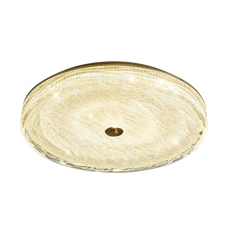 

Copper round ceiling bedroom light full spectrum eye protection study room light luxury art